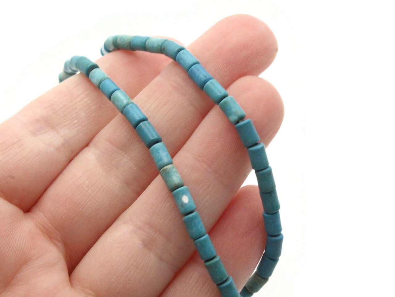 70 5mm Turquoise Blue Tube Dyed Synthetic Turquoise Stone Beads bF3